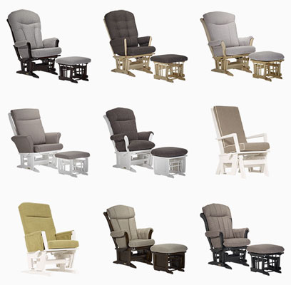 Dutailer furniture gliders and rocking chairs for sale at the Babys Room stores in Durham Region and Waterloo, Ontario.